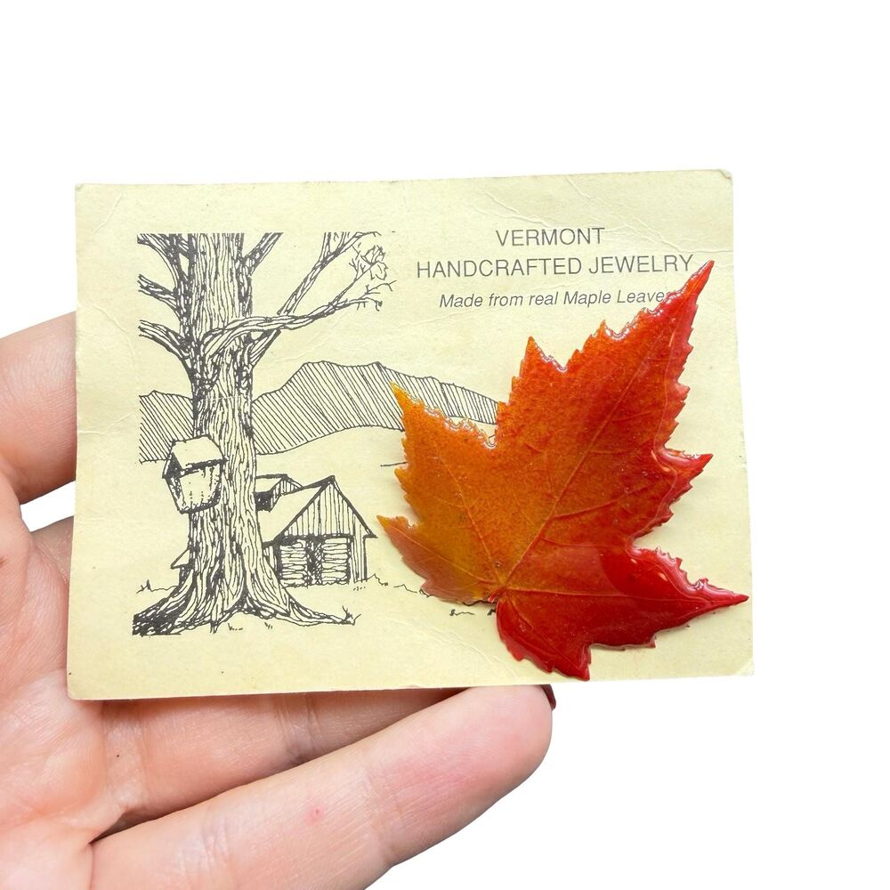 Handcrafted in Vermont Real Maple Leaf Pin by Pleasant Valley Creative Crafts